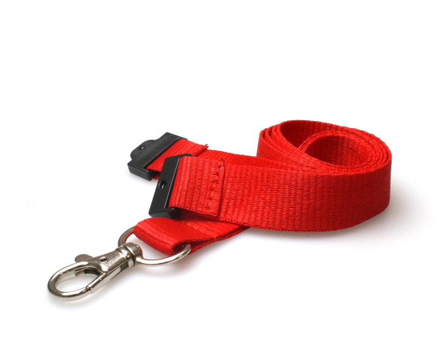 20mm Recycled Red Lanyards with Flat Breakaway and Metal Trigger Clip (Pack of 100)