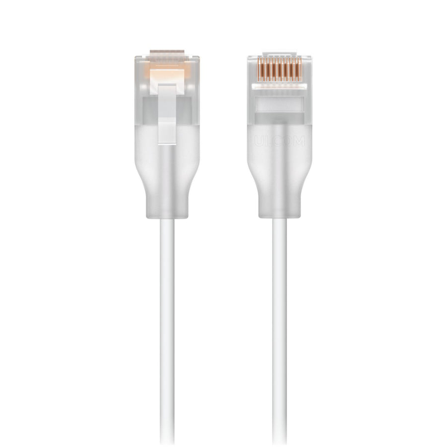 Ubiquiti Nano-thin patch cable with 2.5 GbE support designed to show Etherlighting™ effects.