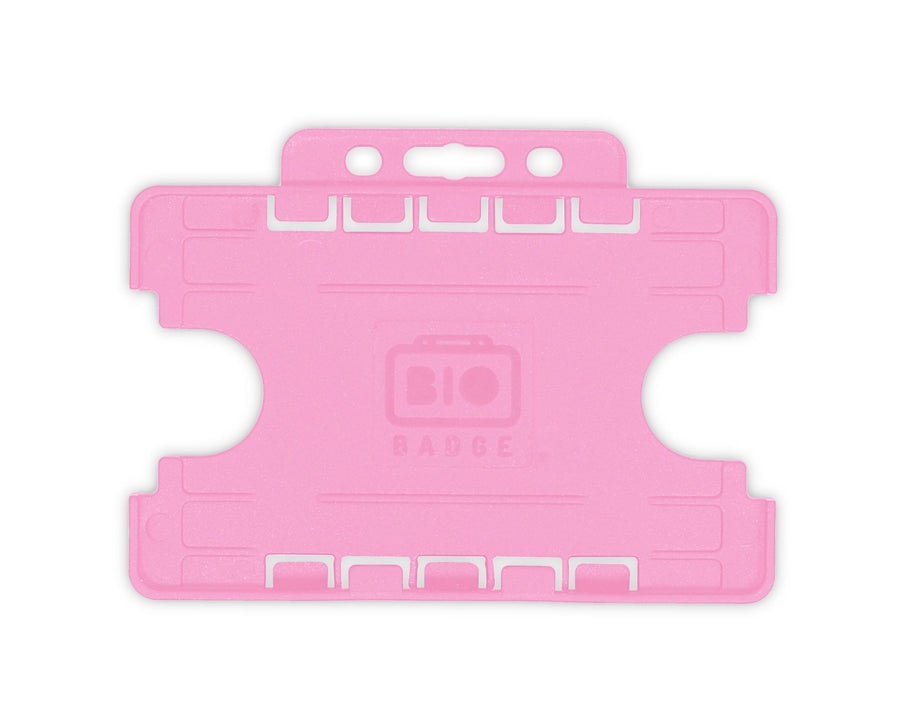 BioBadge Pink Dual-Sided Holders Landscape - Pack of 100