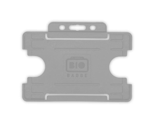 BioBadge Grey Open Faced Holders Landscape - Pack of 100