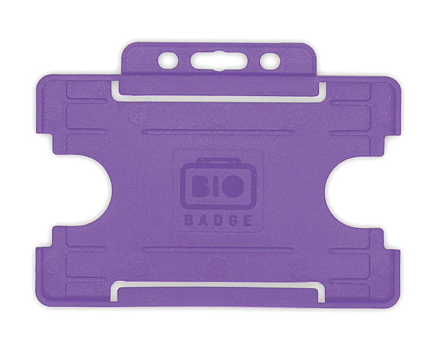 BioBadge Purple Open Faced Holders Landscape - Pack of 100