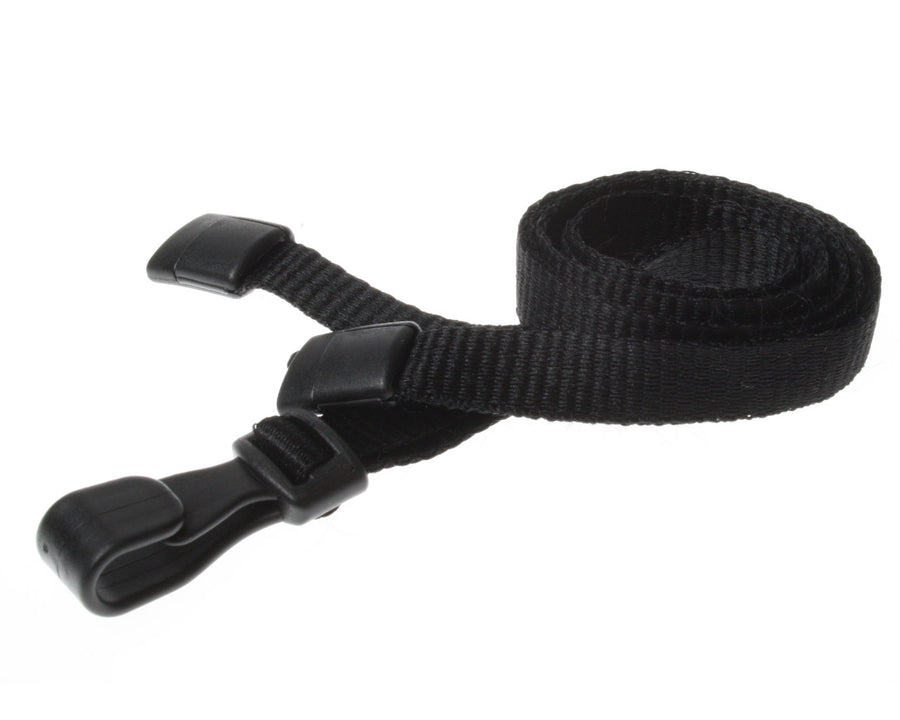 10mm Recycled Plain Black Lanyards with Plastic J Clip (Pack of 100)