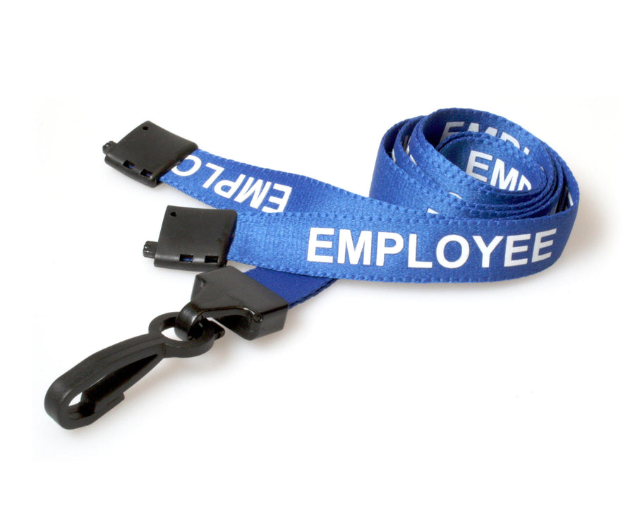 15mm Recycled Blue Employee Lanyards with Plastic J Clip (Pack of 100)