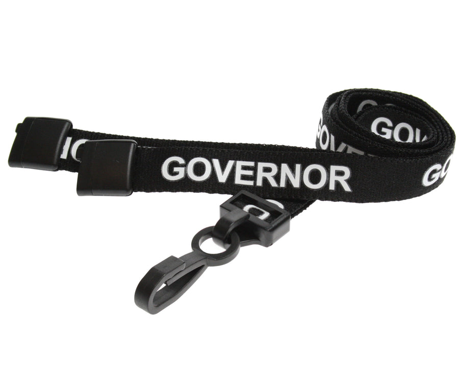 15mm Recycled Black Governor Lanyards with Plastic J Clip (Pack of 100)
