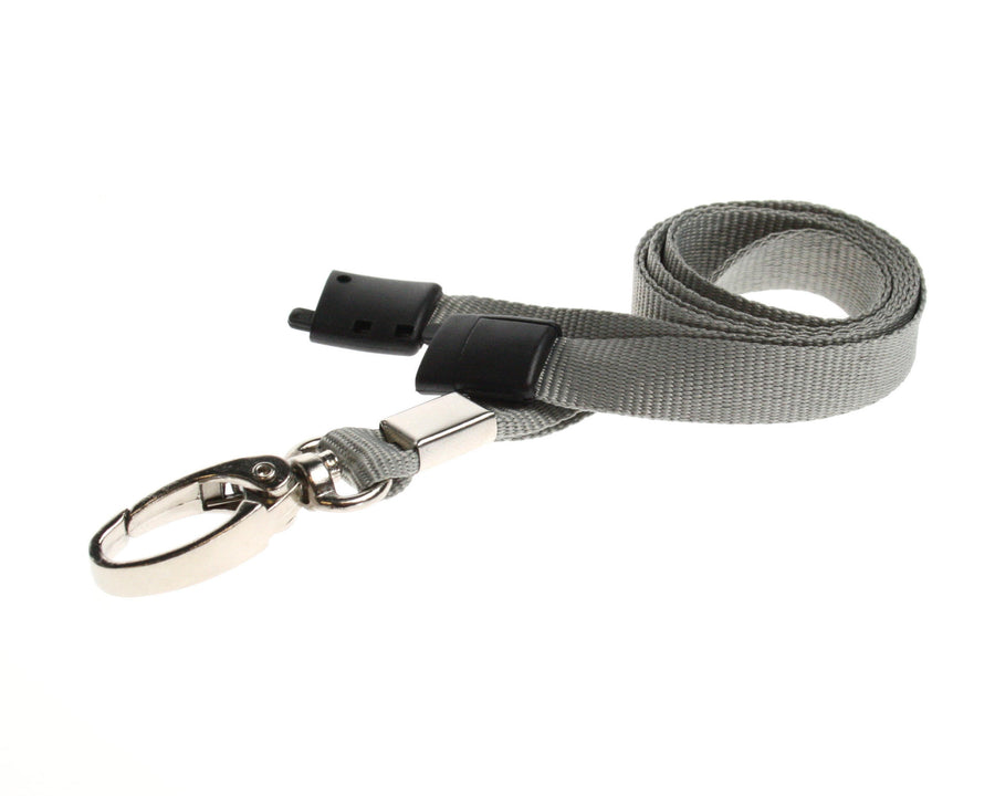 10mm Recycled Plain Grey Lanyards with Metal Lobster Clip (Pack of 100)