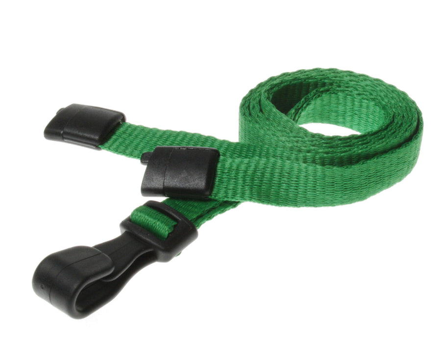 10mm Recycled Plain Light Green Lanyards with Plastic J Clip (Pack of 100)