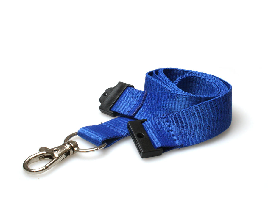 20mm Recycled Mid Blue Lanyards with Flat Breakaway and Metal Trigger Clip (Pack of 100)