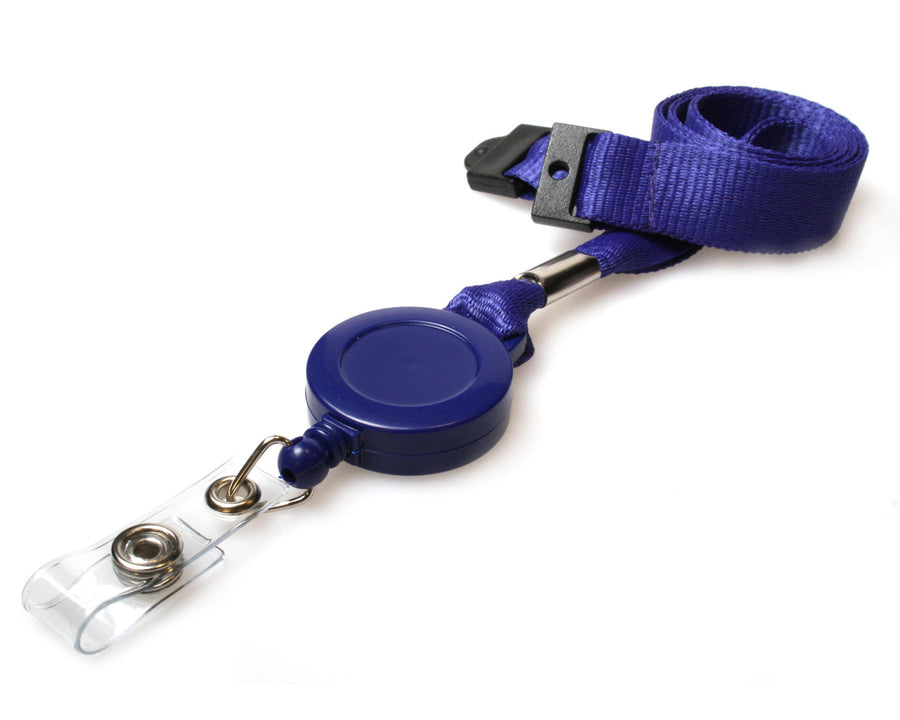 15mm Recycled Plain Navy Blue Lanyards with Card Reels (Pack of 50)