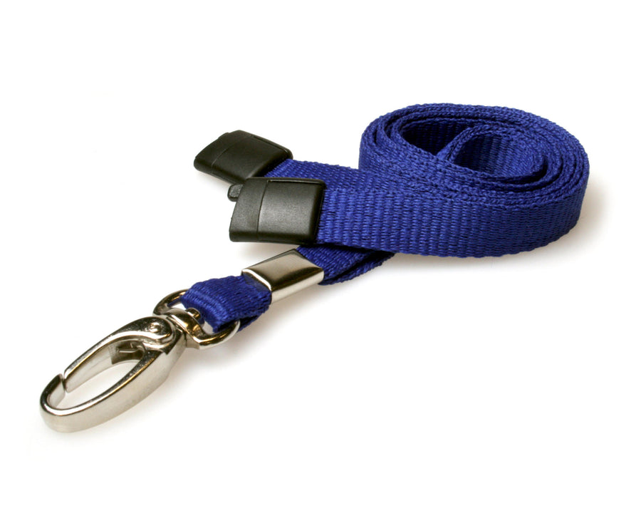 10mm Recycled Plain Navy Blue Lanyards with Metal Lobster Clip (Pack of 100)