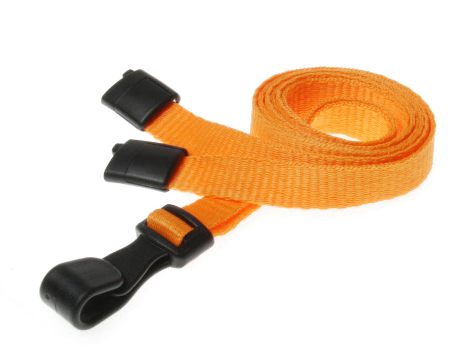 10mm Recycled Plain Orange Lanyards with Plastic J Clip (Pack of 100)