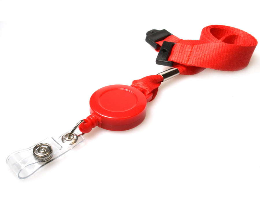 15mm Recycled Plain Red Lanyards with Card Reels (Pack of 50)