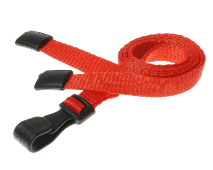 10mm Recycled Plain Red Lanyards with Plastic J Clip (Pack of 100)