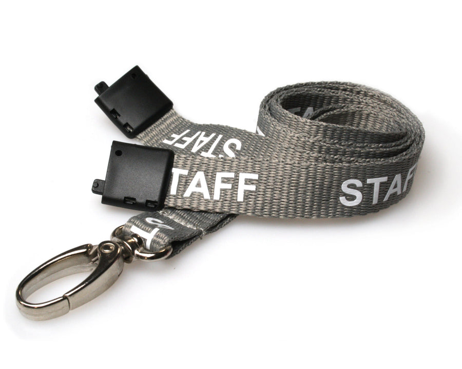 15mm Recycled Grey Staff Lanyards with Metal Lobster Clip (Pack of 100)