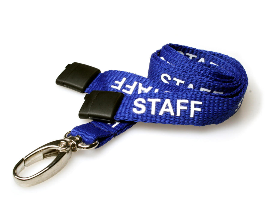 15mm Recycled Royal Blue Staff Lanyards with Metal Lobster Clip (Pack of 100)