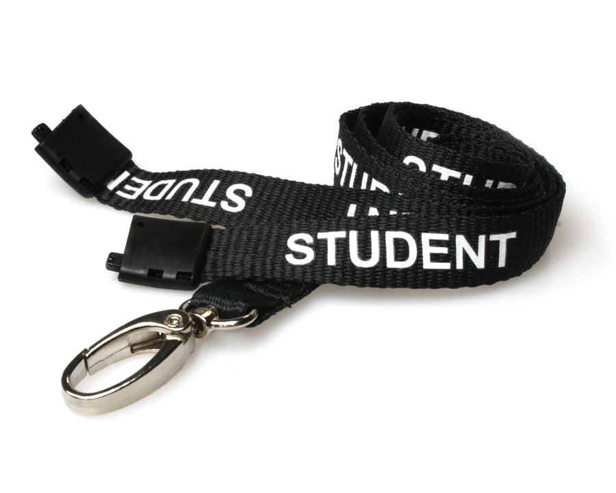 15mm Recycled Black Student Lanyards With Metal Lobster Clip (Pack of 100)