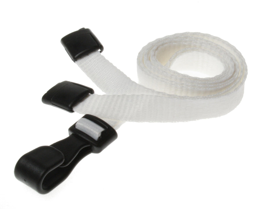 10mm Recycled Plain White Lanyards with Plastic J Clip (Pack of 100)