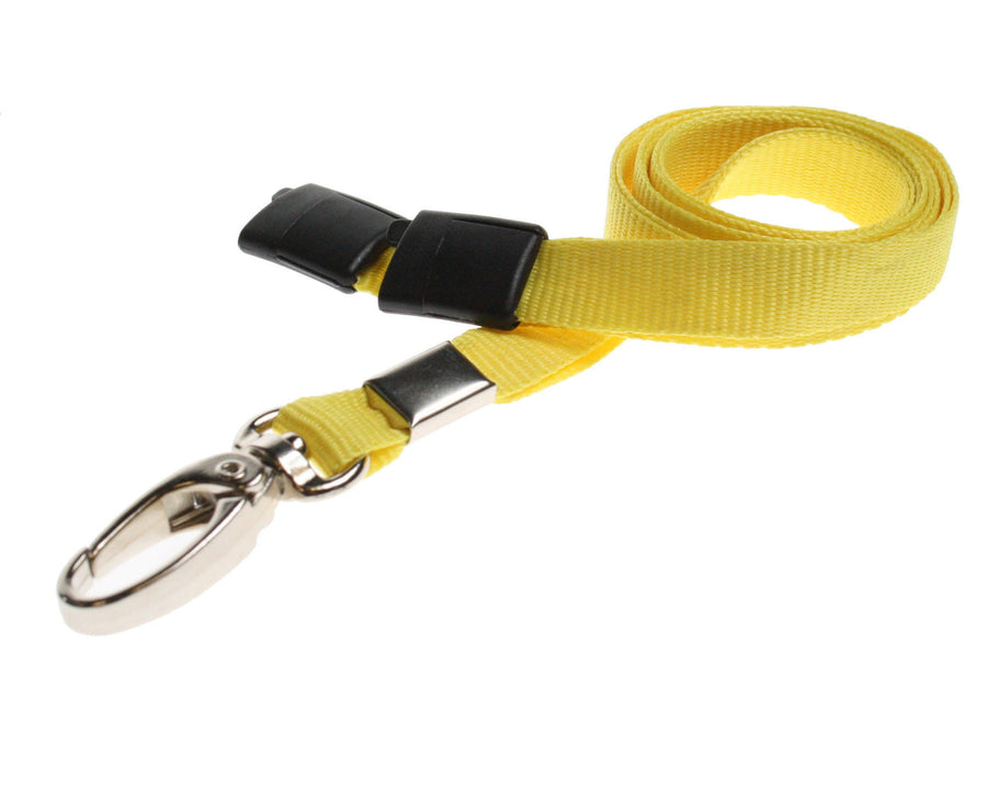10mm Recycled Plain Yellow Lanyards with Metal Lobster Clip (Pack of 100)
