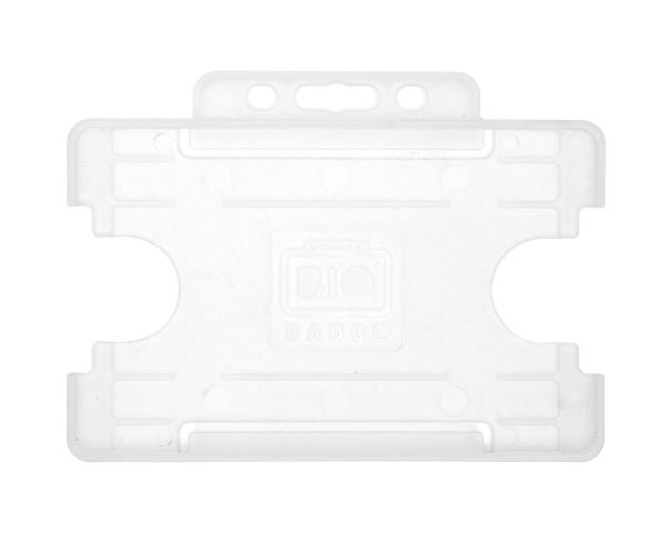 BioBadge Clear Open Faced Rigid Card Holders, Biodegradable, Landscape - Pack of 100